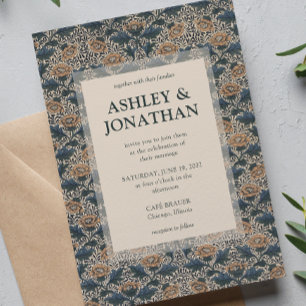 Invitación Elegante Boda del Patrón William Morris Peony