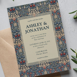 Invitación Elegante Boda del Patrón William Morris Snakeshead