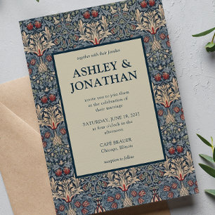 Invitación Elegante Boda del Patrón William Morris Snakeshead