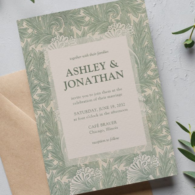 Invitación Elegante Boda del patrón William Morris Tulip (Subido por el creador)