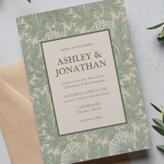 Invitación Elegante Boda del patrón William Morris Tulip (Subido por el creador)