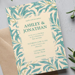 Invitación Elegante Boda del patrón William Morris Willow