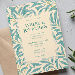 Invitación Elegante Boda del patrón William Morris Willow