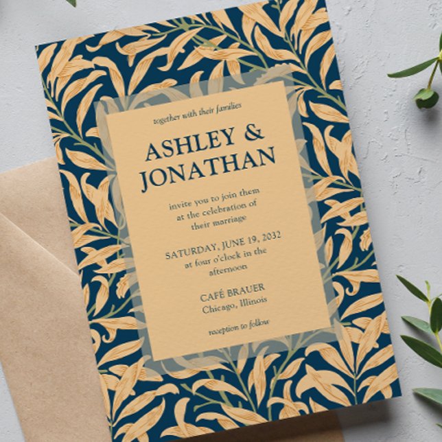 Invitación Elegante Boda del patrón William Morris Willow (Subido por el creador)