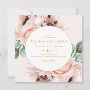 Invitación Elegante Boda del Rubor Floral Garden Pastel Squar