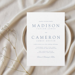 Invitación Elegante Boda Delicado Azul Dusty