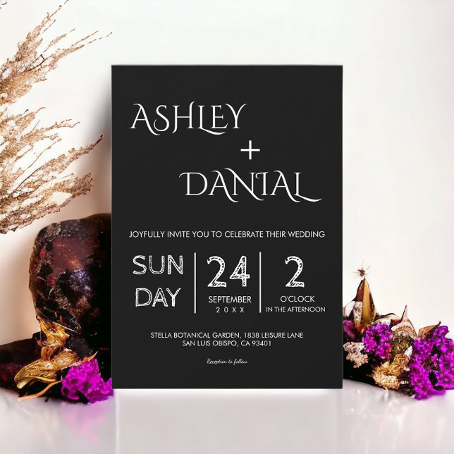 Invitación Elegante Boda Delicado Blanco Y Negro Sencillo (Subido por el creador)