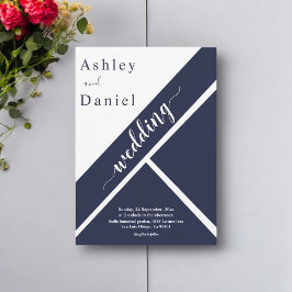 Invitación Elegante Boda Delicado Moderno Blanco Y Negro