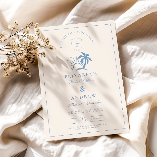 Invitación Elegante Boda dibujado a mano de árbol de palmeras (Subido por el creador)