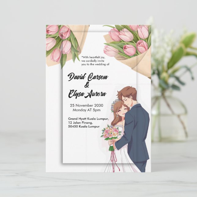Invitación Elegante Boda Diseño eterno y romántico (Anverso de pie)
