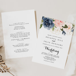Invitación Elegante Boda dorado floral de invierno y frontal