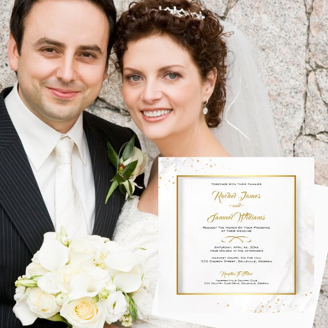 Invitación Elegante Boda dorado y blanco (Elegant Gold and White Wedding Invitation)