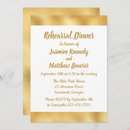 Invitación Elegante Boda dorado y blanco para el ensayo de ce