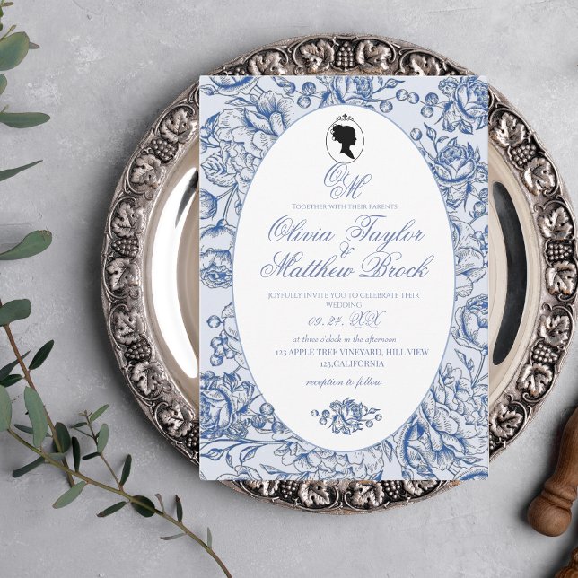 Invitación Elegante Boda Dusty Blue Bridgerton (Subido por el creador)