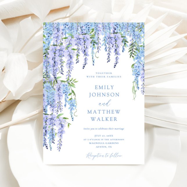 Invitación Elegante Boda Dusty Blue Floral (Subido por el creador)