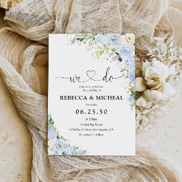 Invitación Elegante Boda Dusty Blue Floral