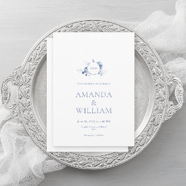 Invitación Elegante Boda Dusty Blue Floral