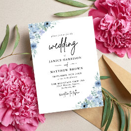 Invitación Elegante Boda Dusty Blue Floral