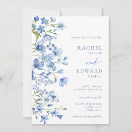 Invitación Elegante Boda Dusty Blue Wildflower