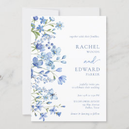 Invitación Elegante Boda Dusty Blue Wildflower