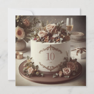 INVITACIÓN ELEGANTE BODA EDITABLE ANIVERSARIO CAKE
