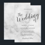 Invitación Elegante Boda elegante de mármol blanco<br><div class="desc">Elegante y elegante Suite de Invitación de Boda de Mármol Blanco: Invitación a la boda con un título de escritura moderna y gris con detalles bodas en sans modernos grises tipo serif sobre fondo de mármol blanco.</div>