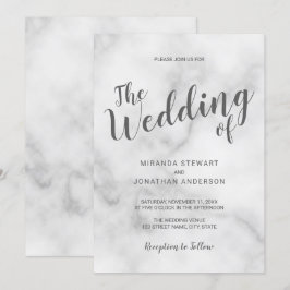 Invitación Elegante Boda elegante de mármol blanco
