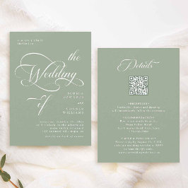 Invitación Elegante Boda elegante todo en un verde sabio