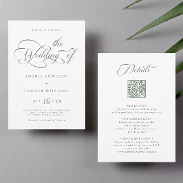 Invitación Elegante Boda elegante verde sabio todo en uno