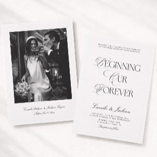 Invitación Elegante Boda en Blanco y Negro de Dinero Antiguo