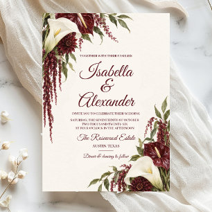 Invitación Elegante Boda en Château Blanco y Borgoña