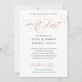 Invitación Elegante Boda En La Última Caligrafía De Oro Rosa