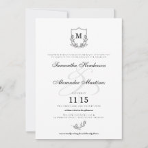 Elegante Boda Escudo blanco y negro