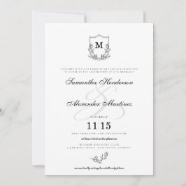Invitación Elegante Boda Escudo blanco y negro
