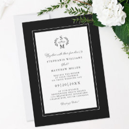 Invitación Elegante Boda Escudo de caligrafía de Black Initia