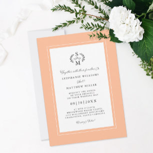 Invitación Elegante Boda Escudo de caligrafía de Iniciales de