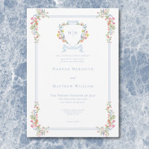 Elegante Boda Escudo de Flor Silvestre Dusty Blue
