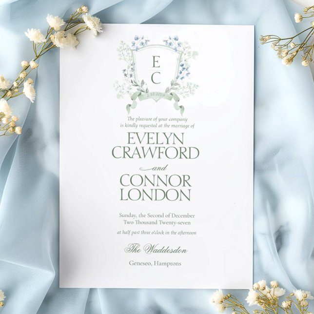 Invitación Elegante Boda Escudo floral de invierno (Subido por el creador)