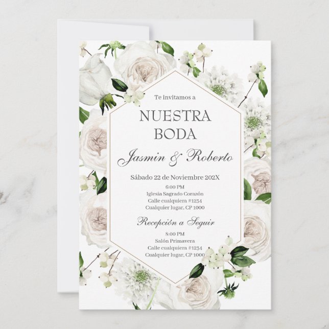 Invitación Elegante Boda español (Anverso)