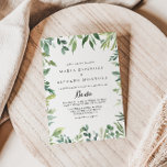 Invitación Elegante Boda Español de Foliage Verde Tropical<br><div class="desc">Esta elegante invitación nupcial española con un verde tropical es perfecta para un boda sencillo. Este diseño hecho a mano presenta una acuarela de hermosas hojas verdes.</div>