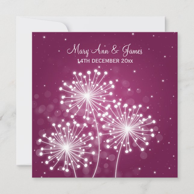 Invitación Elegante Boda Esparkle de verano Merlot Pink (Anverso)