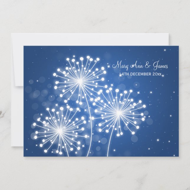 Invitación Elegante Boda Esparkle Verano Sapphire Azul (Anverso)