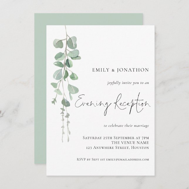 Invitación Elegante Boda Eucalyptus (Anverso / Reverso)