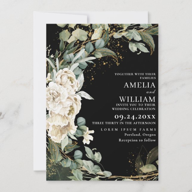 Invitación Elegante Boda Eucalyptus (Anverso)