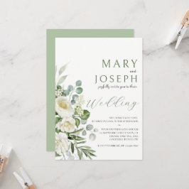 Invitación Elegante Boda Exterior de Jardín Floral Verde Salv
