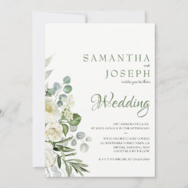 Invitación Elegante Boda Exterior de Jardín Floral Verde Salv