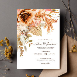 Invitación Elegante Boda Fall Floral Terracotta