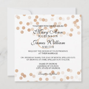 Invitación Elegante Boda Faux Copper Relieve metalizado Luces