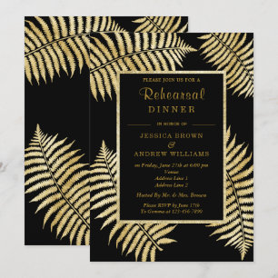 Invitación Elegante Boda Faux Gold Leaf Bracken