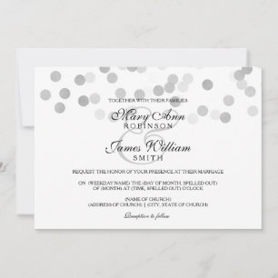 Invitación Elegante Boda Faux Relieve metalizado plateado Pur